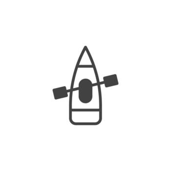 A simplistic outline representing a canoe with paddle evoking themes of recreation adventure vector