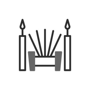 Abstract minimalistic illustration featuring stylized candles flanking an undefined object vector