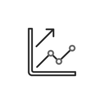 Abstract representation of rising trend and increasing business analytics data using a simplified vector
