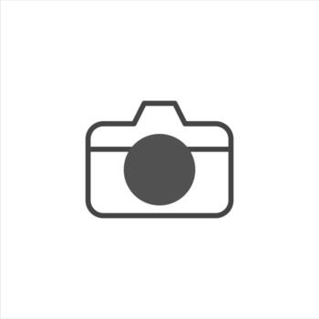 Iconic representation of photographic capture device with lens element for creative exploration vector