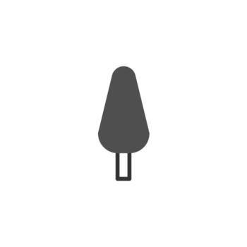 Isolated evergreen simple tree icon presenting a stylized single plant form against a plain white vector