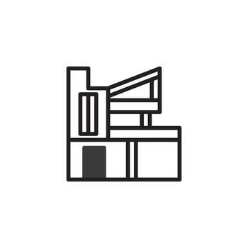 Linear architectural blueprint intricate design outlining a contemporary building emphasizing vector