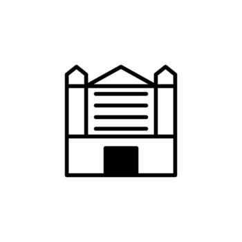 minimalista línea Arte ilustración representando un simbólico establecimiento con simétrico estructura y vector