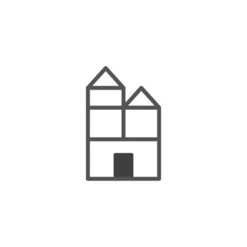 Minimalist outline of a residential building showcasing modern architectural design and simple vector