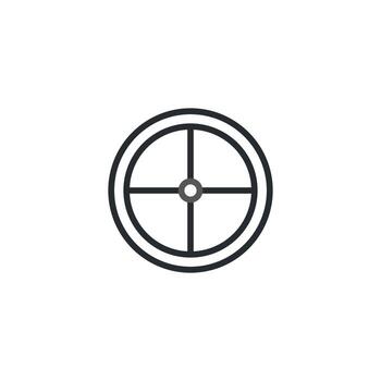 Minimalist representation of a symmetrical round shape with internal crosslines ideal for simple vector