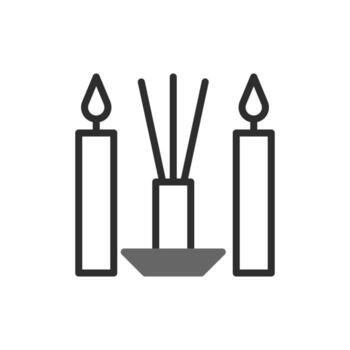 Minimalist representation of serene ambiance candles and aromatherapy diffuser enhancing vector