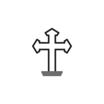 Minimalist symbolic depiction showcasing the cross with an arrow-like form representing direction vector