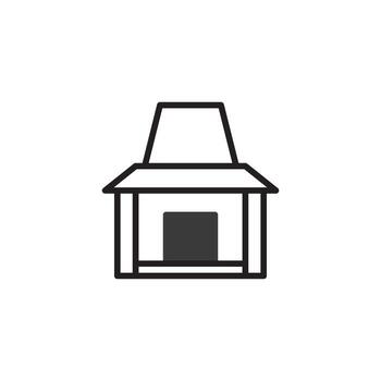 Minimalistic design showcasing stylized gazebo structure with stark lines presenting architectural vector