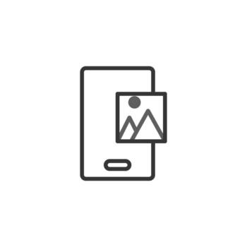 Mobile application displaying digital landscape artwork highlighting technology advancements and vector