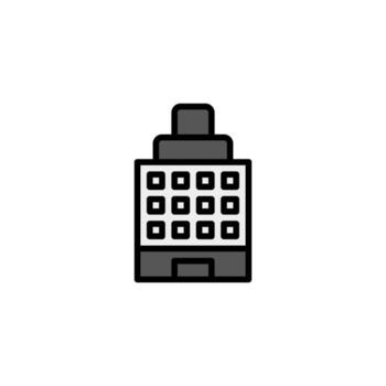 Modern minimalist building icon design showcasing architectural structure symbolizing urban vector