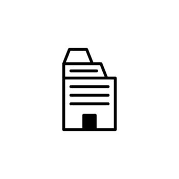Modern minimalist urban building icon depicting architectural design in a simplistic line drawing vector