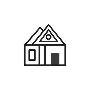 Stylized house icon illustration offers a minimalist design concept using simple geometry vector
