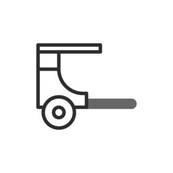 estilizado simplista representación de un maquinaria implementar con un rueda y un rectangular parte superior diseño vector