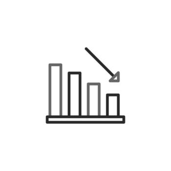 visualizante económico disminución con descendente bar gráfico y hacia abajo flecha ilustración vector