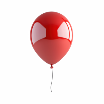 Shiny red balloon with string isolated on transparent background. png