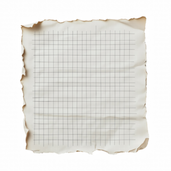 rasgado gráfico papel com quadrado rede padronizar e queimado arestas isolado em Preto fundo png