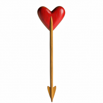 Wooden arrow with red heart-shaped tip isolated on transparent background png