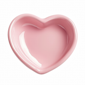 Pink heart shaped ceramic bowl isolated on transparent background png