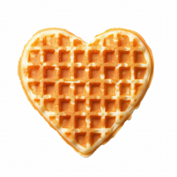 Heart shaped waffle isolated on transparent background. png