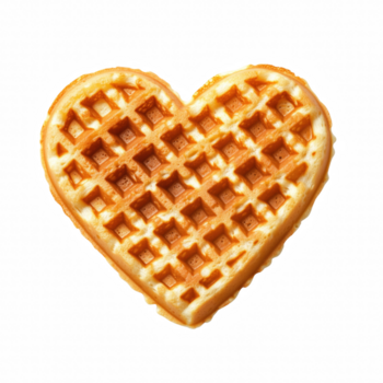 Heart shaped waffle isolated on transparent background png