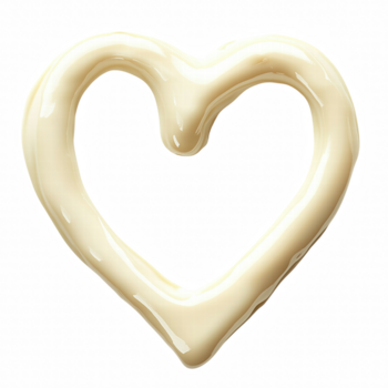 Heart Shaped Outline Made from Creamy White Icing Isolated on Transparent Background png