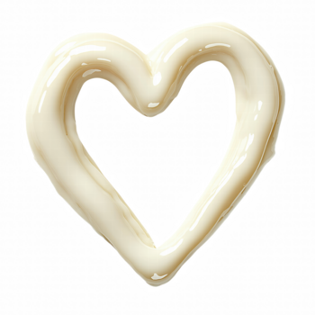 Heart Shaped Outline Made from Creamy White Icing Isolated on Transparent Background. png
