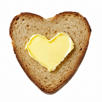 Heart Shaped Toast with Butter Center Isolated on Transparent Background png