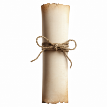 ancien roulé parchemin faire défiler lié avec corde isolé sur transparent Contexte. png