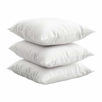 stack van drie wit kussens, zacht pluizig kussens netjes geregeld geïsoleerd Aan transparant achtergrond. png