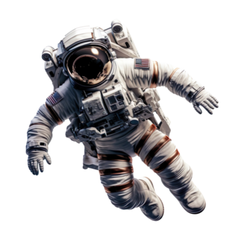 astronauta nel tuta spaziale galleggiante nel esterno spazio isolato su trasparente sfondo png