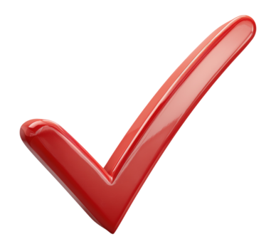 glimmend rood vinkje met glad gebogen ontwerp en 3d effect, geïsoleerd Aan transparant achtergrond png