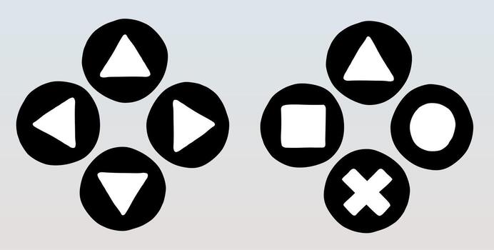 Game buttons directions gaming console controller button collection flat round vector