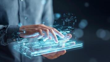 trogen teknologi gränssnitt begrepp med förändrad verklighet och pekskärm samspel video