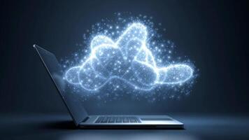 digital moln datoranvändning teknologi begrepp på bärbar dator, data lagring och anslutning video