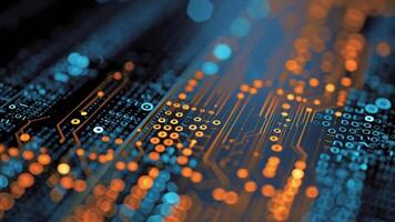 resumen tecnología circuito tablero futurista tarjeta madre con binario código secuencia video