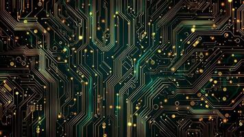 electrónico circuito tablero animación antecedentes presentando complejo conexiones y datos fluir video