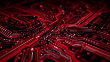 Abstract Red Circuit Board Animation, High Tech Background, Futuristic Technology Concept video