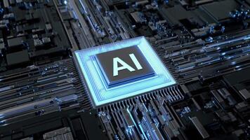 futurista ai circuito tablero animación alta tecnología artificial inteligencia visual, ai tecnología video