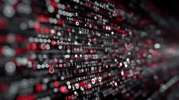 Abstract Red and White Binary Code Animation for Technology Backgrounds and Futuristic Visuals video