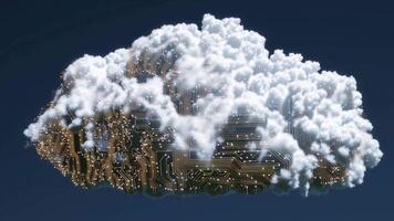 abstrakt moln datoranvändning begrepp med krets styrelse och stackmoln moln visualisering video