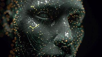 abstrakt mänsklig ansikte med digital nätverk, symboliserar artificiell intelligens Evolution video