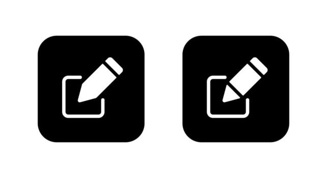 Edit pencil icon in black square. Write and compose symbol vector
