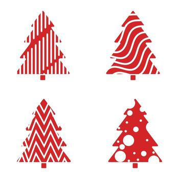 The joyful pattern collection of red Christmas tree elements. Christmas Elements Concepts Illustration Design vector