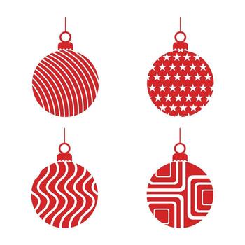 Decorative red bauble icons symbolizing Christmas joy with artistic line and pattern variations. Christmas Elements Illustration vector
