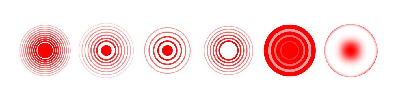 Pain point. Red concentric ripple circles . Radial signal wave icon isolated design vector