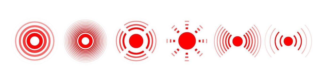 Pain point Signal. Abstract radar sonar . Red ripple concentric circles target wave isolated . vector