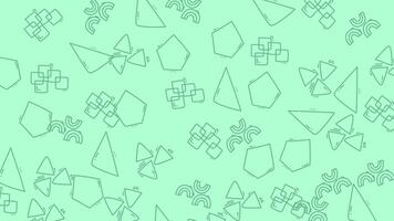 abstrakt Grün Hintergrund Animation mit schwebend geometrisch Dreiecke und Fünfecke. video
