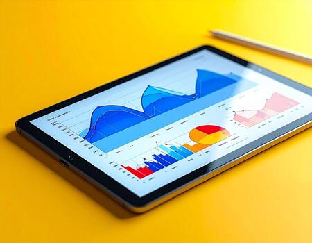 Data Analysis on Tablet Business Charts and Graphs, performance photo