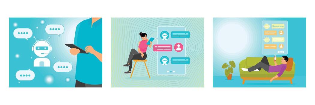 Digital communication and chat interfaces illustration vector