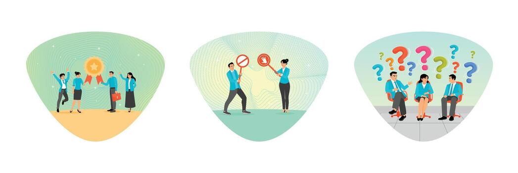 Teamwork illustrations for workplace scenarios vector